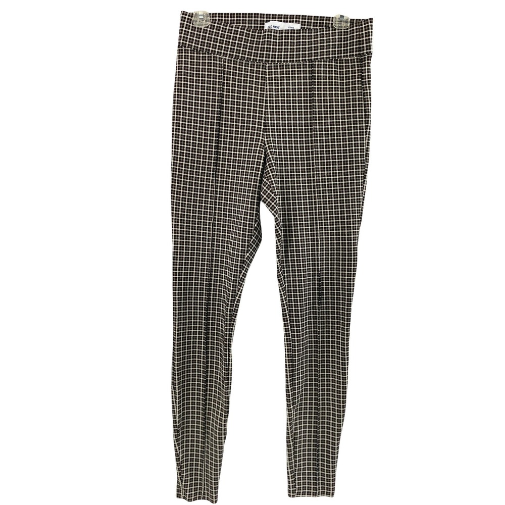 Women Pants Sz M Tall Stevie High Rise Plaid Houndstooth Academia Preppy Stretch